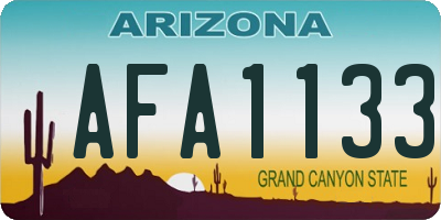 AZ license plate AFA1133