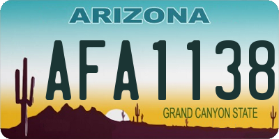AZ license plate AFA1138