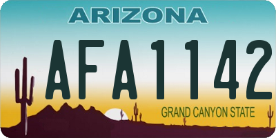 AZ license plate AFA1142