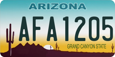 AZ license plate AFA1205