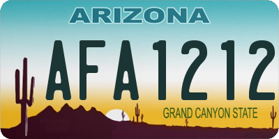 AZ license plate AFA1212