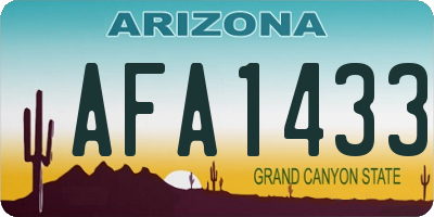 AZ license plate AFA1433