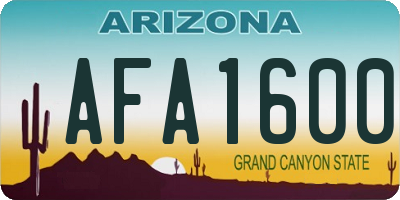 AZ license plate AFA1600