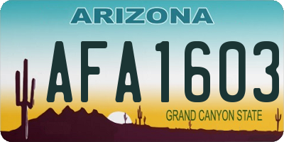 AZ license plate AFA1603