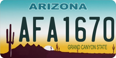 AZ license plate AFA1670