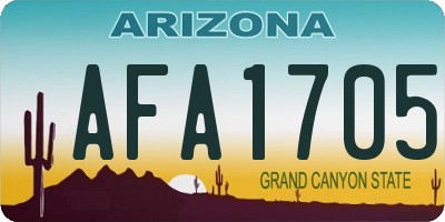 AZ license plate AFA1705