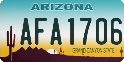 AZ license plate AFA1706