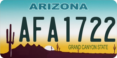 AZ license plate AFA1722