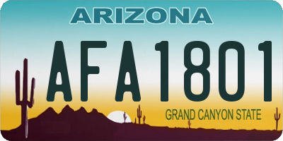 AZ license plate AFA1801