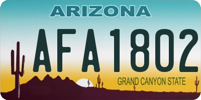 AZ license plate AFA1802
