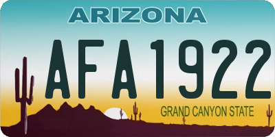 AZ license plate AFA1922