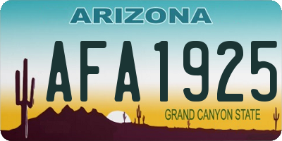 AZ license plate AFA1925