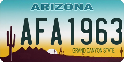 AZ license plate AFA1963