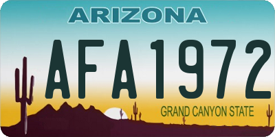 AZ license plate AFA1972