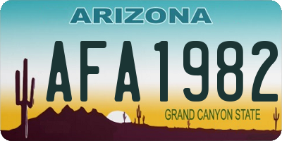 AZ license plate AFA1982