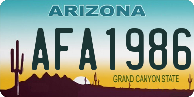 AZ license plate AFA1986
