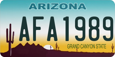 AZ license plate AFA1989