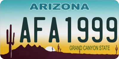 AZ license plate AFA1999