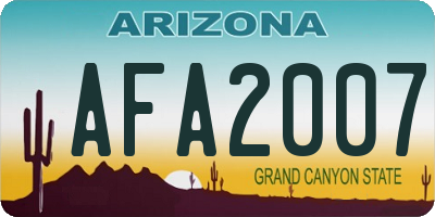 AZ license plate AFA2007