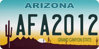 AZ license plate AFA2012