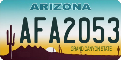 AZ license plate AFA2053