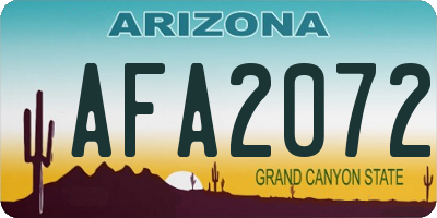 AZ license plate AFA2072