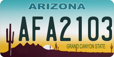AZ license plate AFA2103