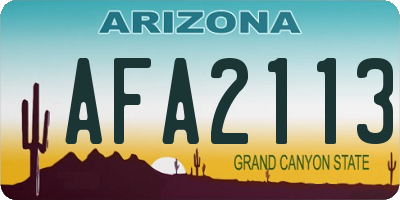 AZ license plate AFA2113