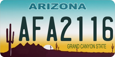 AZ license plate AFA2116