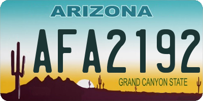 AZ license plate AFA2192