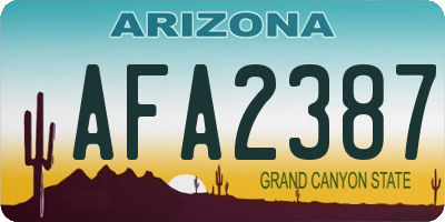 AZ license plate AFA2387