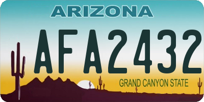 AZ license plate AFA2432
