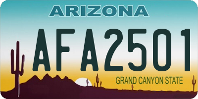 AZ license plate AFA2501