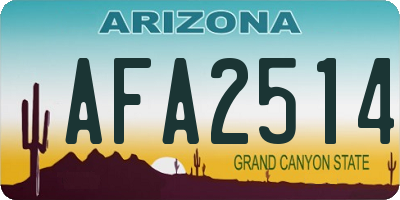 AZ license plate AFA2514