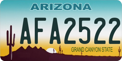 AZ license plate AFA2522
