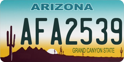 AZ license plate AFA2539