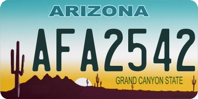 AZ license plate AFA2542