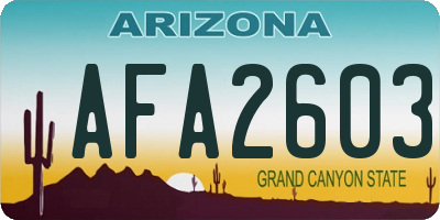 AZ license plate AFA2603