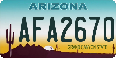 AZ license plate AFA2670
