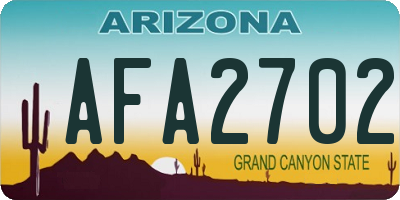 AZ license plate AFA2702