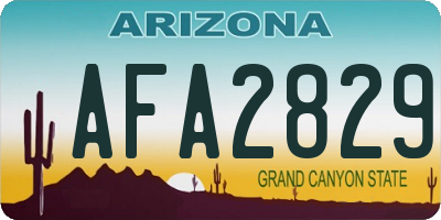 AZ license plate AFA2829