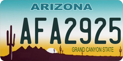 AZ license plate AFA2925