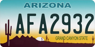 AZ license plate AFA2932