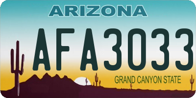 AZ license plate AFA3033