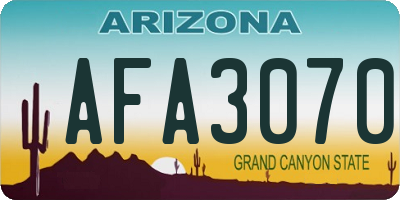 AZ license plate AFA3070