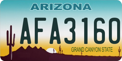 AZ license plate AFA3160