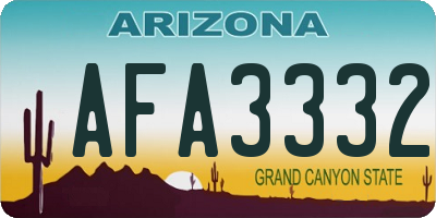 AZ license plate AFA3332