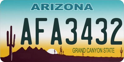 AZ license plate AFA3432
