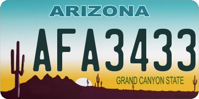 AZ license plate AFA3433