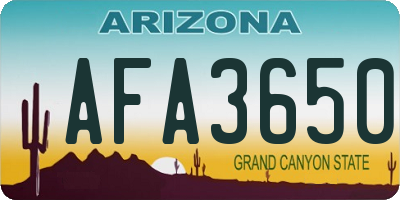 AZ license plate AFA3650